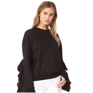 J.O.A. Black Cascading Sleeve Sweatshirt Small